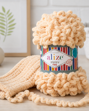 Пряжа Alize 'Puffy Fine' 100г 14м (100% микрополиэстер) (310 шампань) арт. АРС-45148-1-АРС0001226879 Пряжа Alize 'Puffy Fine' 100г 14м (100% микрополиэстер) (310 шампань) арт. АРС-45148-1-АРС0001226879