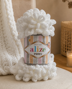 Пряжа Alize 'Puffy' 100г 9м (100% микрополиэстер) (55 белый) арт. АРС-46350-1-АРС0001146412 Пряжа Alize 'Puffy' 100г 9м (100% микрополиэстер) (55 белый) арт. АРС-46350-1-АРС0001146412