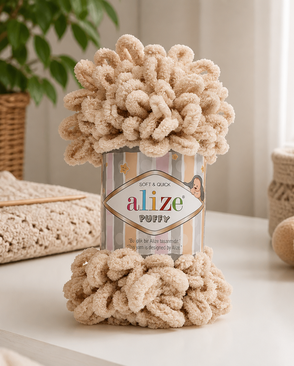 Пряжа Alize 'Puffy' 100г 9м (100% микрополиэстер) (310 бежевый) арт. АРС-46351-1-АРС0001146417 Пряжа Alize 'Puffy' 100г 9м (100% микрополиэстер) (310 бежевый) арт. АРС-46351-1-АРС0001146417