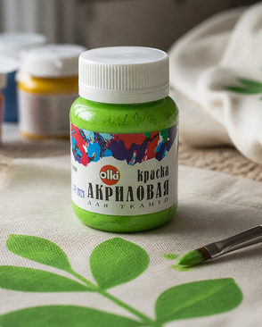 2377 Краска акриловая для ткани, лиственно-зеленая, 100мл, Olki арт. АРС-49939-1-АРС0000808351