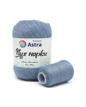 Пряжа Astra Premium 'Пух норки' (Mink yarn) 50гр 350м (80% пух, 20% нейлон) (нить 20гр в комплекте) (064 серо-голубой) арт. ПРЖ-18-1-47013 Пряжа Astra Premium 'Пух норки' (Mink yarn) 50гр 350м (80% пух, 20% нейлон) (нить 20гр в комплекте) (064 серо-голубой) арт. ПРЖ-18-1-47013