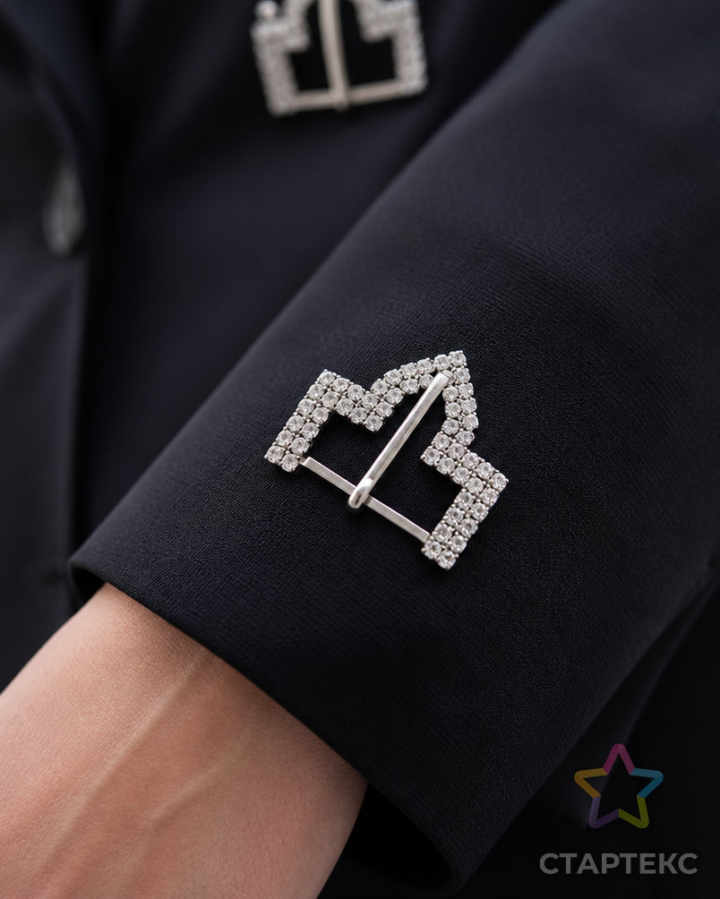 Украшение со стразами 55мм металл, 5шт арт. ПРС-5076-1-ПРС0004231 - рис. 2