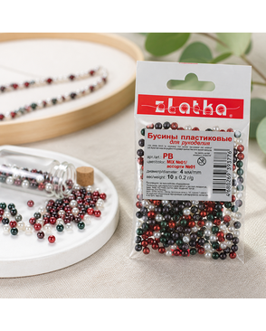 Бусины "Zlatka" MIX пластик PB 4 мм 10 х 10 г ± 0.2 г арт. ГММ-5246-5-ГММ0058357