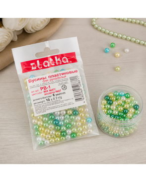 Бусины "Zlatka" MIX пластик PB-1 6 мм 10 х 10 г ± 0.2 г арт. ГММ-5247-5-ГММ0062836