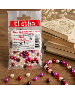 Бусины "Zlatka" MIX пластик PB-1 6 мм 10 х 10 г ± 0.2 г арт. ГММ-5247-6-ГММ0042639