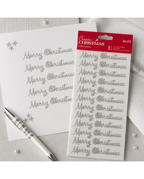 Набор наклеек с блестками "Merry Christmas - серебристый" Create Christmas арт. ГЕЛ-2258-1-ГЕЛ0092602