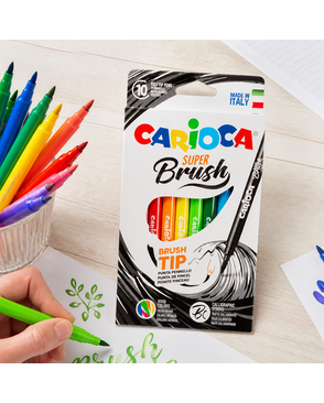 "Carioca" Фломастеры Super-brush, наконечник-кисть 10 цв арт. ГММ-114492-1-ГММ078093022824