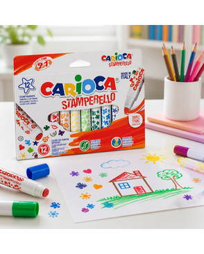 "Carioca" Фломастеры со штампами Stamperello 12 цв арт. ГММ-114497-1-ГММ078100870764