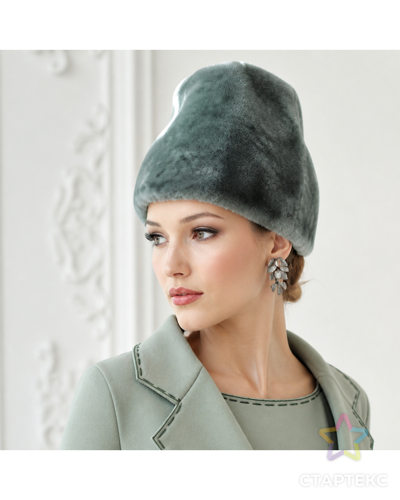 Выкройка: мягкая шапочка из гладкого меха арт. ВКК-650-5-ЛК0005579 - рис. 1