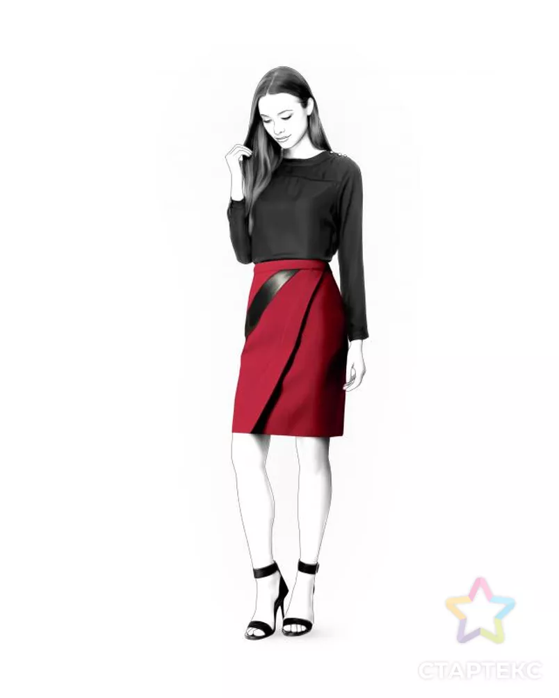 Выкройка: юбка с декоративными рельефами арт. ВКК-742-7-ЛК0004514 - рис. 1